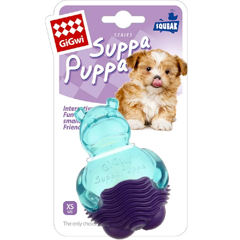 GiGwi Suppa Puppa Hippo TPR Dog Toy (Blue/Purple)