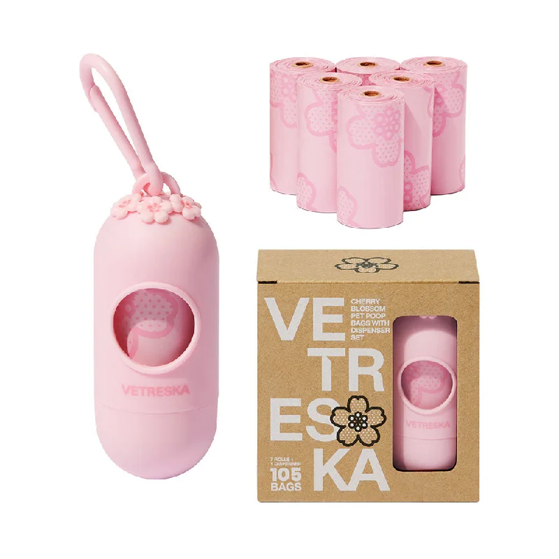 VETRESKA Cherry Blossom Dog Poop Bag Dispenser Set