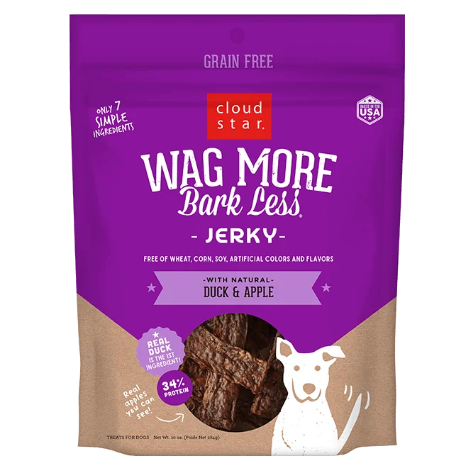 Cloud Star Wag More Bark Less Jerky: Duck & Apple Dog Treats (10-oz)