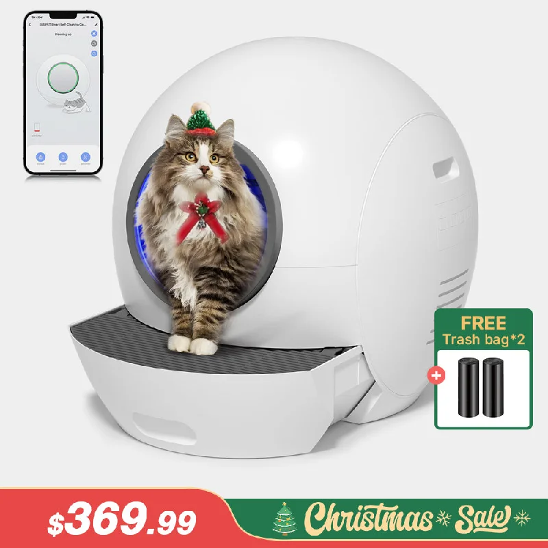 Els Pet Spaceship Automatic Litter Box for Multiple Cats with Safety Door – Perfect Gift for Cat Lovers!