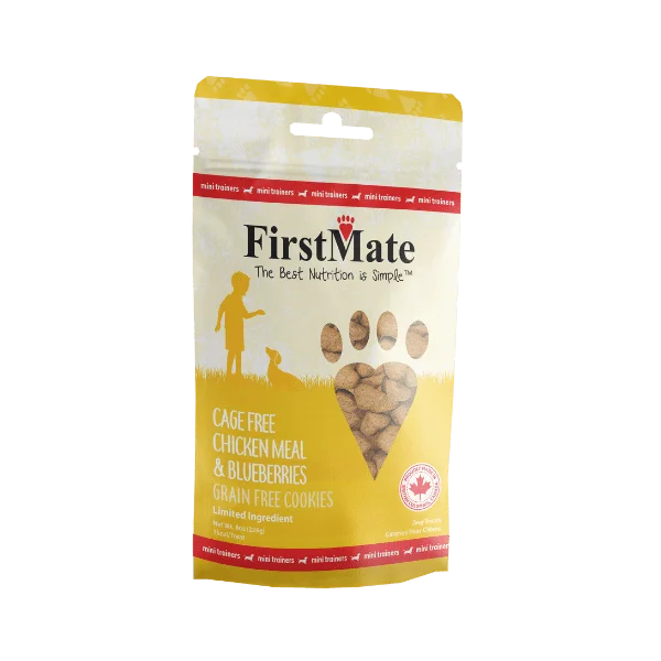 FirstMate Pet Foods Mini Trainers Cage Free Chicken Meal & Blueberries Dog Treats