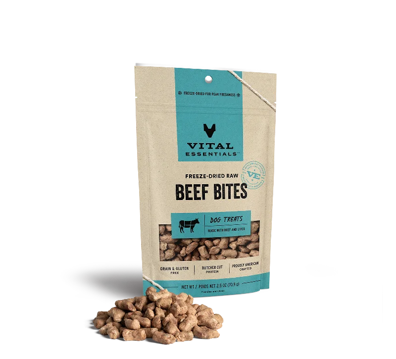 Vital Essentials Freeze Dried Raw Beef Bites Dog Treats