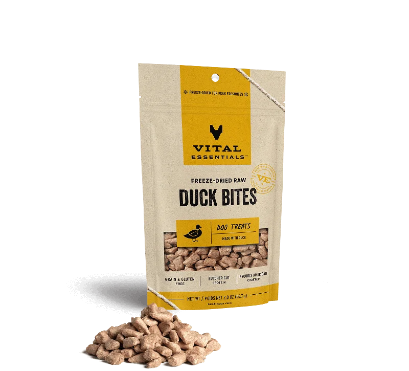 Vital Essentials Freeze Dried Raw Duck Bites Dog Treats