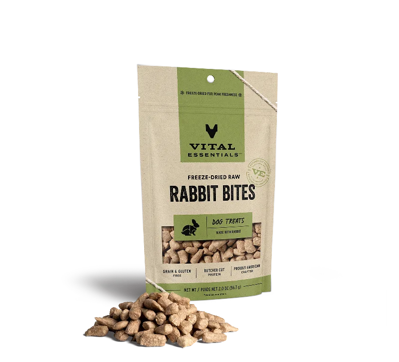 Vital Essentials Freeze Dried Raw Rabbit Bites Dog Treats