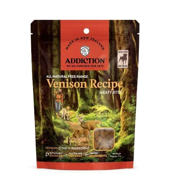 Addiction Grain-Free Meaty Bites Novel Protein Dog Treats (Venison Meaty Bites)